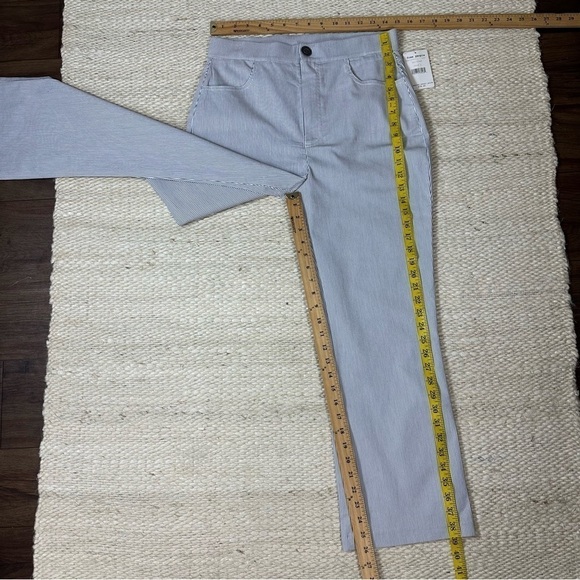 Free People Pants Sz L Florence Crop Flare Blue White Striped NWT - Picture 10 of 14